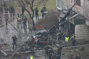 Consequences of a helicopter crash in Brovary