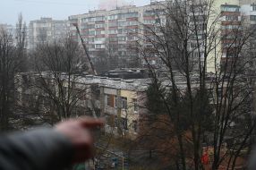 Consequences of a helicopter crash in Brovary