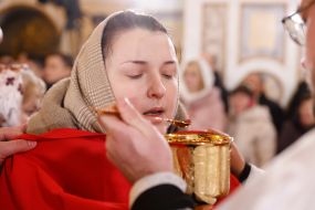 Believers during the divine service on the occasion of Epiphany