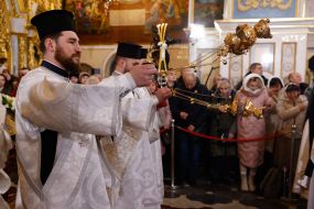 Believers during the divine service on the occasion of Epiphany