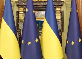 Flags of Ukraine and the European Union