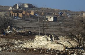 Destroyed building in Alkhanly village (Azerbaijan)
