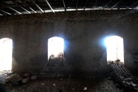 Destroyed building in Alkhanly village (Azerbaijan)