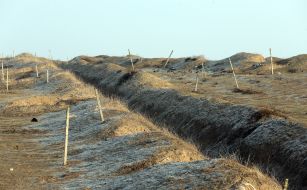 Former trenches of the invaders near the village of Alkhanli (Azerbaijan)