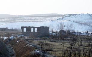Destroyed building in Alkhanly village (Azerbaijan)