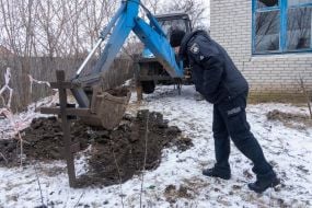 Exhumation of the body of a dead woman in Kharkov region