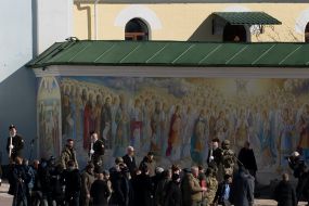 Joe Biden and Volodymyr Zelenskyi near St. Michael's Cathedral
