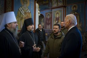 Joe Biden, Volodymyr Zelenskyi and Metropolitan Epiphany