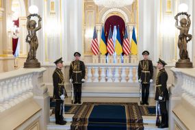 Flags of Ukraine and USA