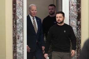 Joe Biden and Volodymyr Zelenskyi