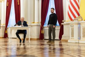 Joe Biden and Volodymyr Zelenskyi