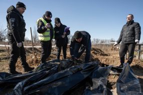 Exhumation of the bodies of three civilians in Borodianka