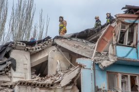 Search and rescue operation in a house destroyed after a missile attack in Zaporozhye