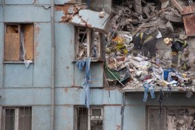 Search and rescue operation in a house destroyed after a missile attack in Zaporozhye