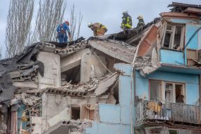 Search and rescue operation in a house destroyed after a missile attack in Zaporozhye