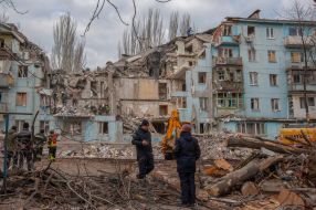 Search and rescue operation in a house destroyed after a missile attack in Zaporozhye