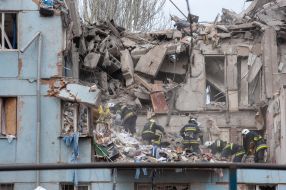 Search and rescue operation in a house destroyed after a missile attack in Zaporozhye