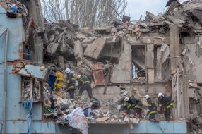 Search and rescue operation in a house destroyed after a missile attack in Zaporozhye