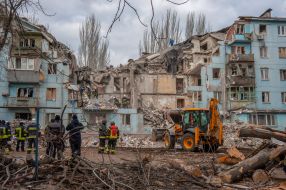 Search and rescue operation in a house destroyed after a missile attack in Zaporozhye