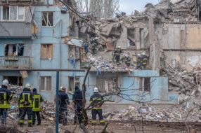 Search and rescue operation in a house destroyed after a missile attack in Zaporozhye