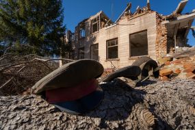 Destroyed school in the village of Gorokhovatka
