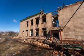 Destroyed school in the village of Gorokhovatka