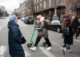 People cross the road