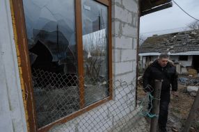 A residential building destroyed as a result of a rocket attack in the Lviv region