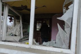 A residential building destroyed as a result of a rocket attack in the Lviv region