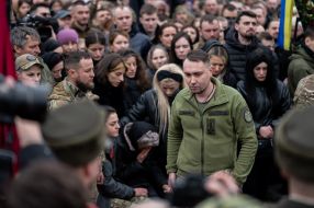 Кирилл Буданов во время церемонии прощания с Дмитрием Коцюбайло (позывной "Да Винчи")