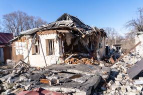 Ruined house in the village of Prudyanka, Kharkov region