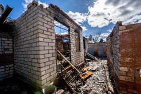 Ruined house in the village of Prudyanka, Kharkov region