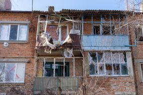 Explosion-damaged house