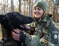 Dog breeder with a dog