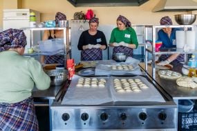 Competition of volunteer teams in sculpting dumplings for wounded defenders of Ukraine