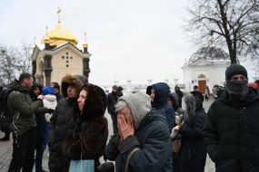 Believers of the UOC MP on the territory of the Kyiv-Pechersk Lavra