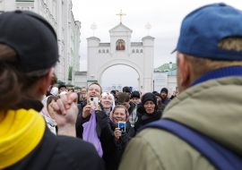 Believers of the UOC MP on the territory of the Kyiv-Pechersk Lavra