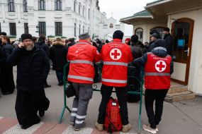 Believers of the UOC MP on the territory of the Kyiv-Pechersk Lavra