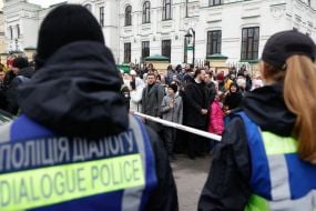 Believers of the UOC MP on the territory of the Kyiv-Pechersk Lavra