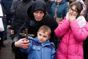 Believers of the UOC MP on the territory of the Kyiv-Pechersk Lavra