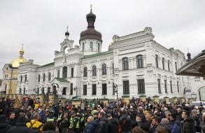 Believers of the UOC MP on the territory of the Kyiv-Pechersk Lavra