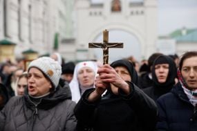 Believers of the UOC MP on the territory of the Kyiv-Pechersk Lavra