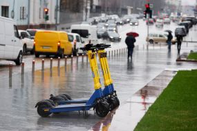 Electric scooters during the rain