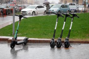Electric scooters during the rain