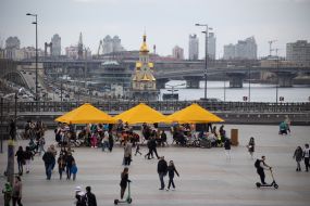 People rest in Podil