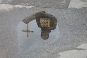 Believers of the Ukrainian Orthodox Church of the Moscow Patriarchy on the territory of the Kyiv-Pechersk Lavra