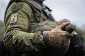 Sapper during the planned destruction of explosive ammunition