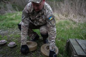 Sapper during the planned destruction of explosive ammunition