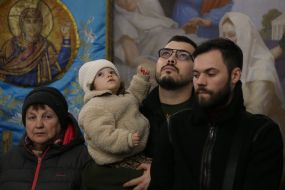 Easter service in the church on Askold's grave