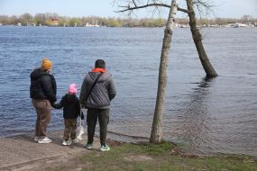 The flooded city park "Natalka" in Kyiv